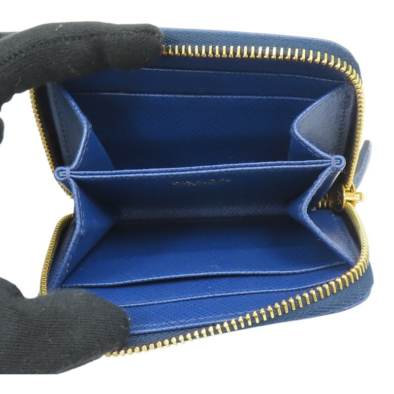 藍色 牛皮 coin case 拉鍊零錢包 1MM268【PRADA 普拉達】 1MM268-4