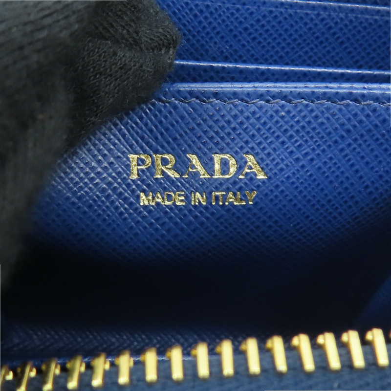 藍色 牛皮 coin case 拉鍊零錢包 1MM268【PRADA 普拉達】 1MM268-5
