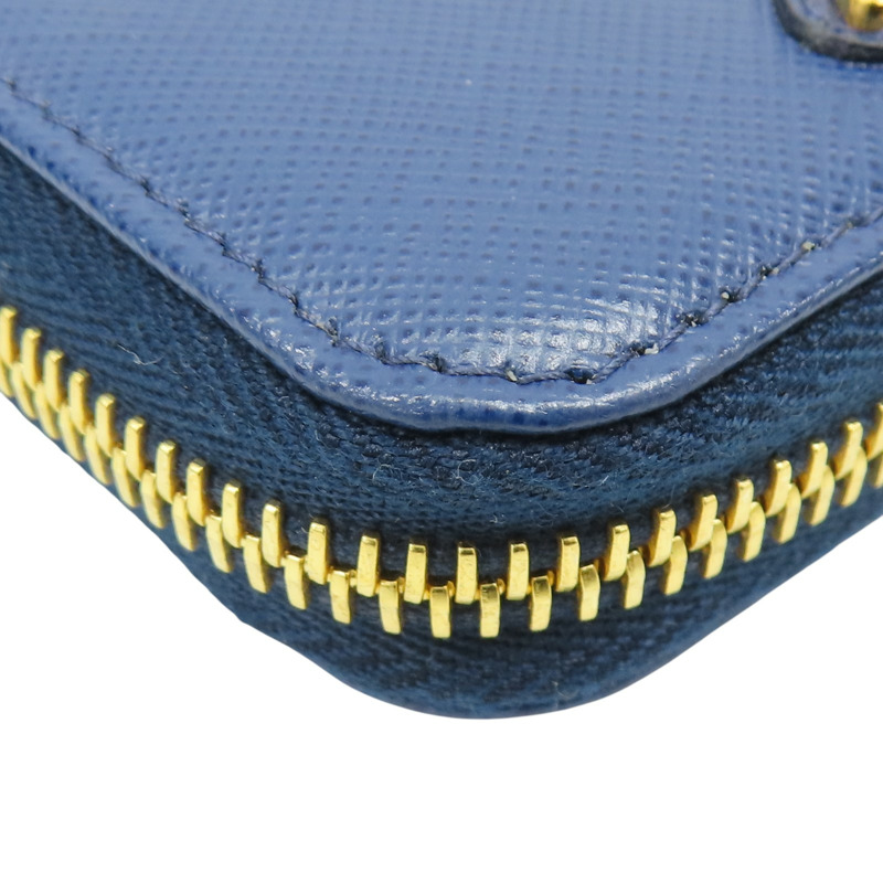 藍色 牛皮 coin case 拉鍊零錢包 1MM268【PRADA 普拉達】 1MM268-7