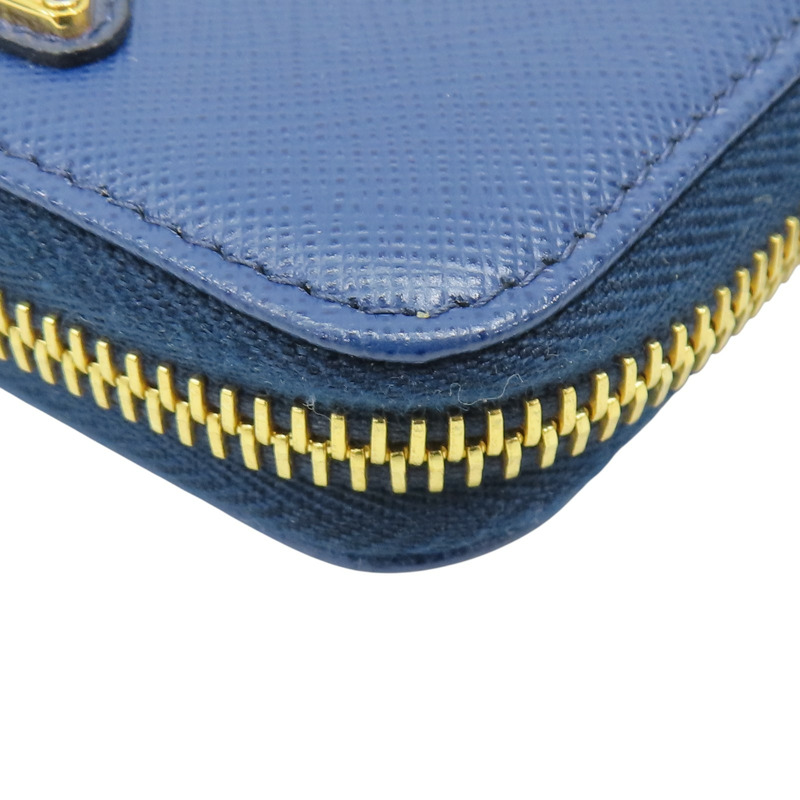 藍色 牛皮 coin case 拉鍊零錢包 1MM268【PRADA 普拉達】 1MM268-10