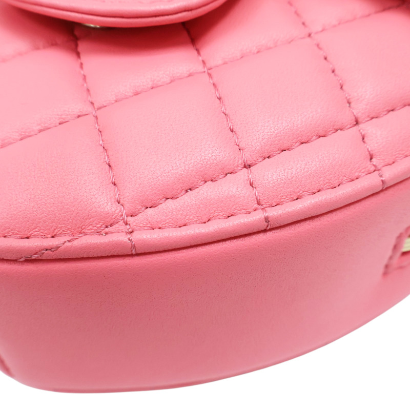 粉色 羊皮 愛心包 鍊帶 肩背包 金扣【CHANEL 香奈兒】-9