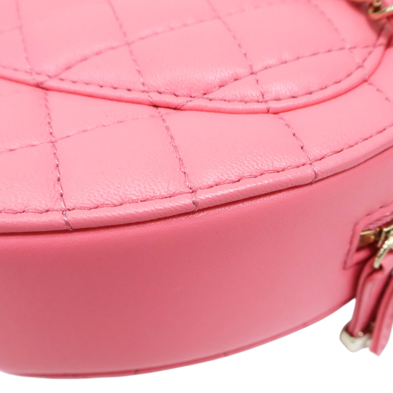 粉色 羊皮 愛心包 鍊帶 肩背包 金扣【CHANEL 香奈兒】-11