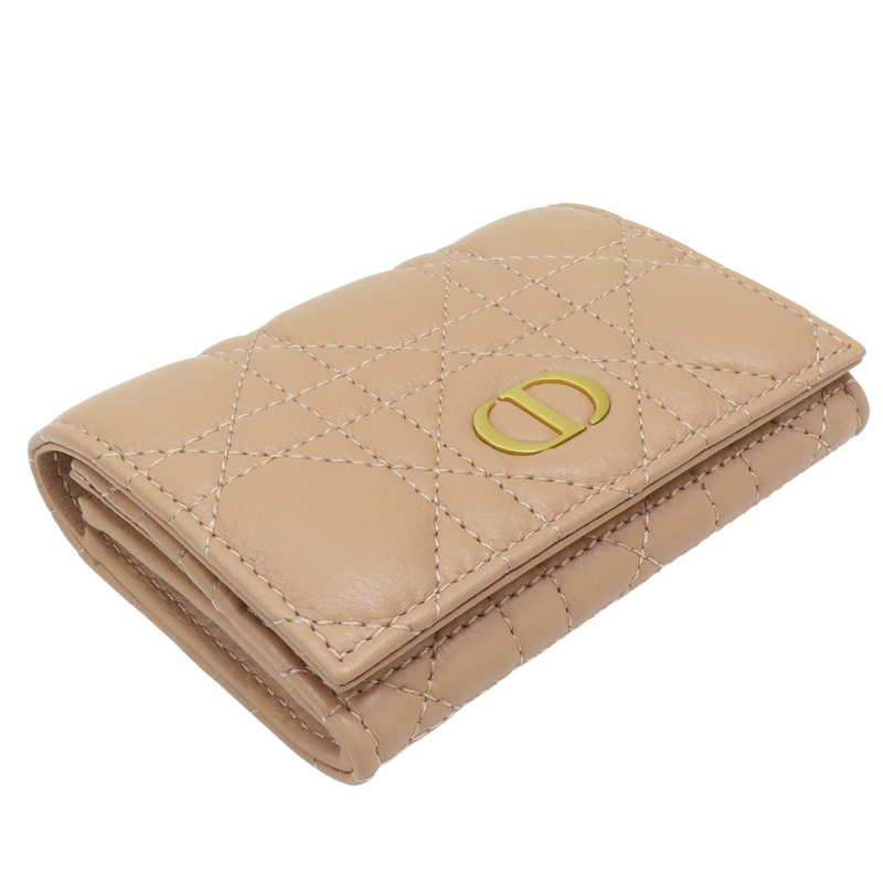 粉紅色 羊皮 Card Case 金扣 兩折短夾【Dior 迪奧】-2