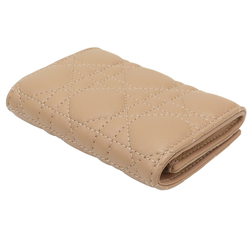 粉紅色 羊皮 Card Case 金扣 兩折短夾【Dior 迪奧】-3