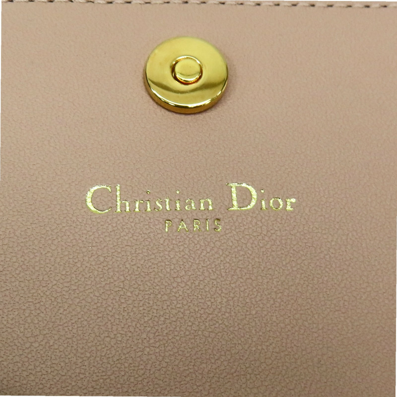 粉紅色 羊皮 Card Case 金扣 兩折短夾【Dior 迪奧】-8