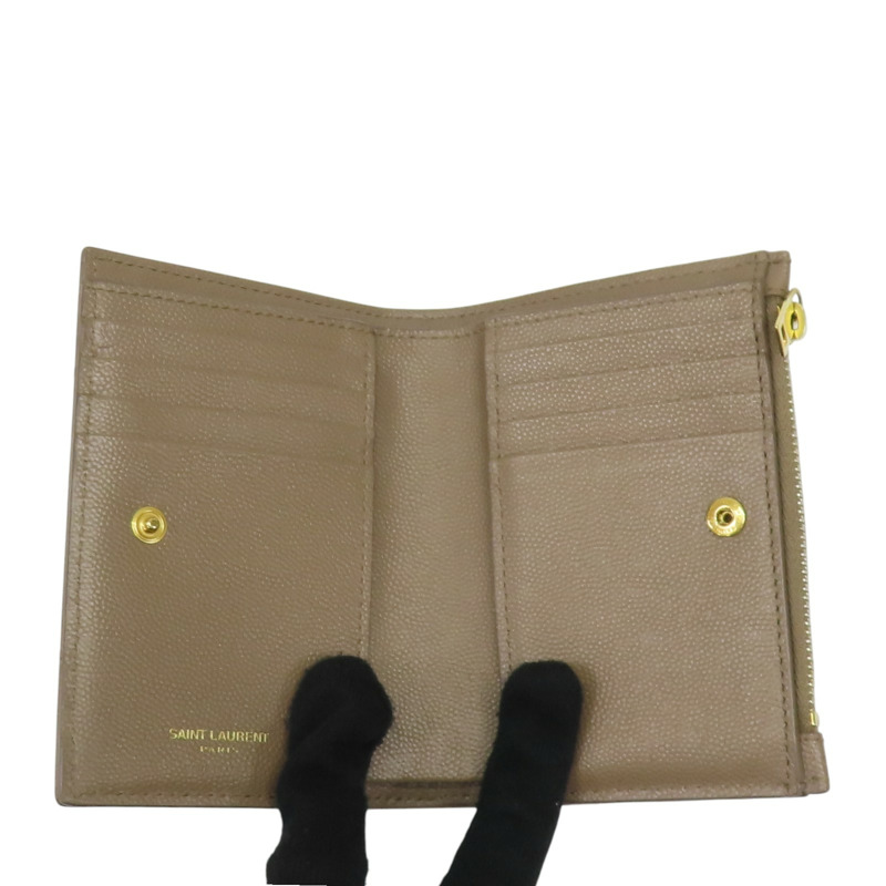 棕色 牛皮 Monogram 兩折短夾 668287【SAINT LAURENT YSL 聖羅蘭】 668287-4