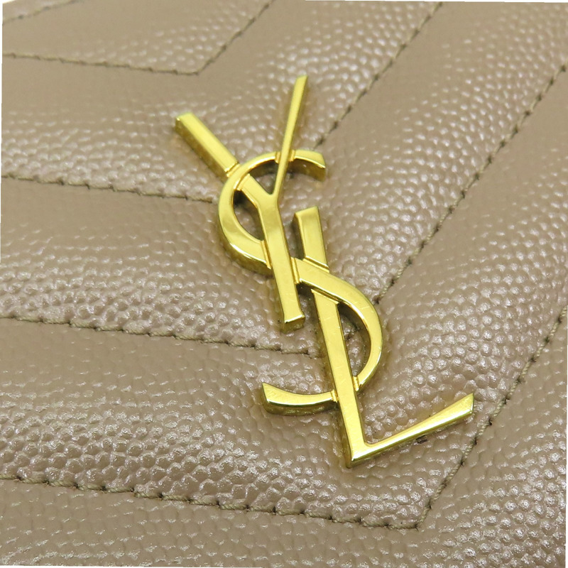 棕色 牛皮 Monogram 兩折短夾 668287【SAINT LAURENT YSL 聖羅蘭】 668287-12