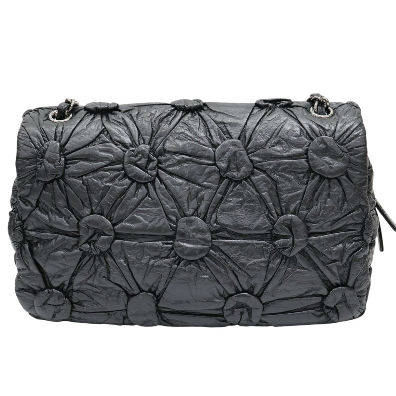 黑色 羊皮 Lemarie Flap Bag Draped 鍊帶 肩背包 銀扣-1