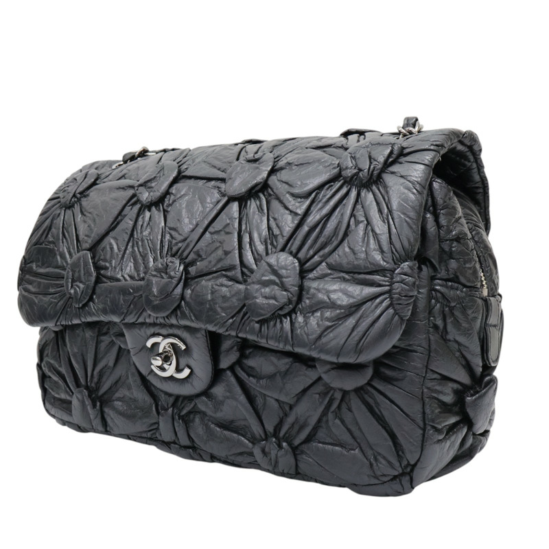 黑色 羊皮 Lemarie Flap Bag Draped 鍊帶 肩背包 銀扣-2