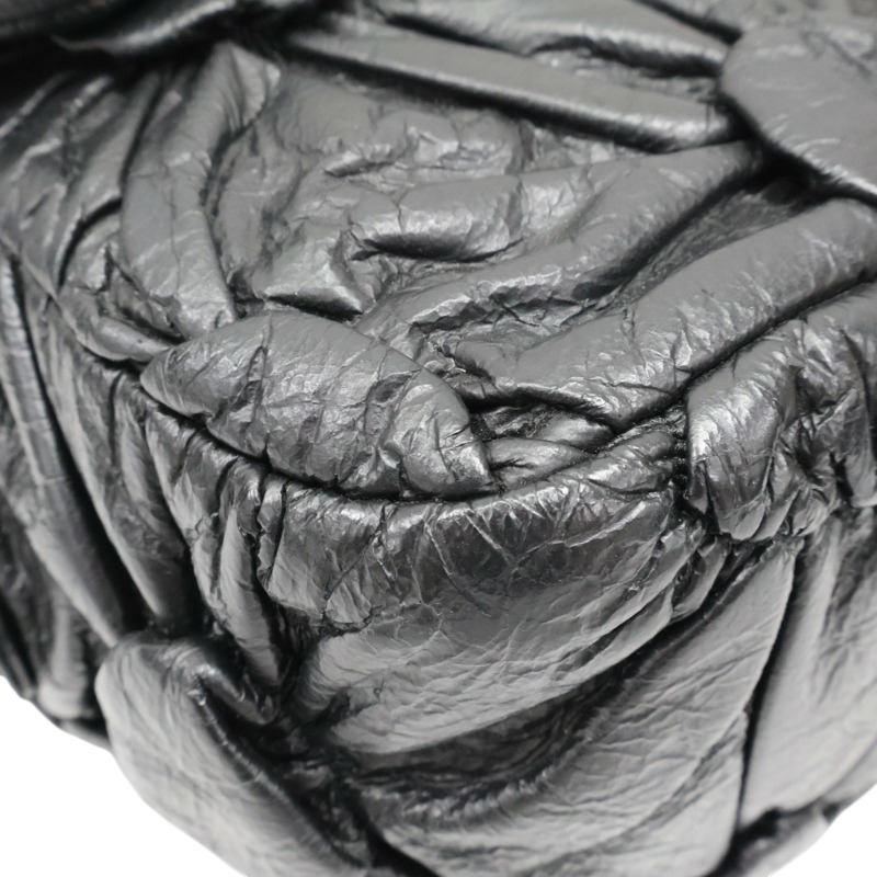 黑色 羊皮 Lemarie Flap Bag Draped 鍊帶 肩背包 銀扣-11