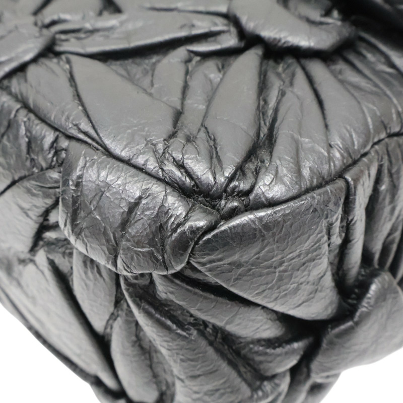 黑色 羊皮 Lemarie Flap Bag Draped 鍊帶 肩背包 銀扣-12