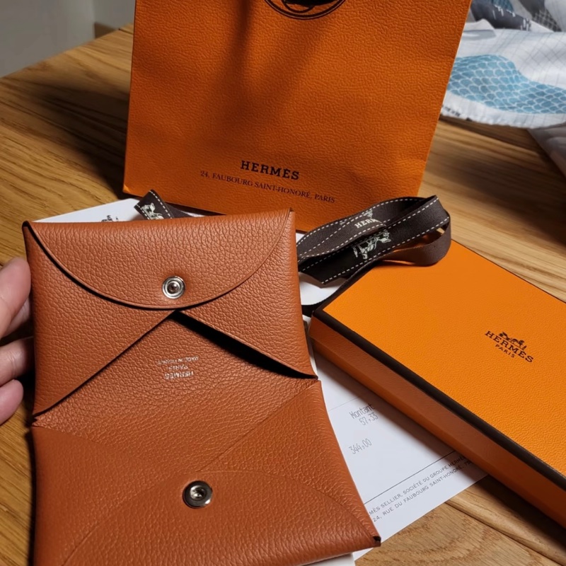 愛馬仕 Hermès Calvi 卡夾 橘-4