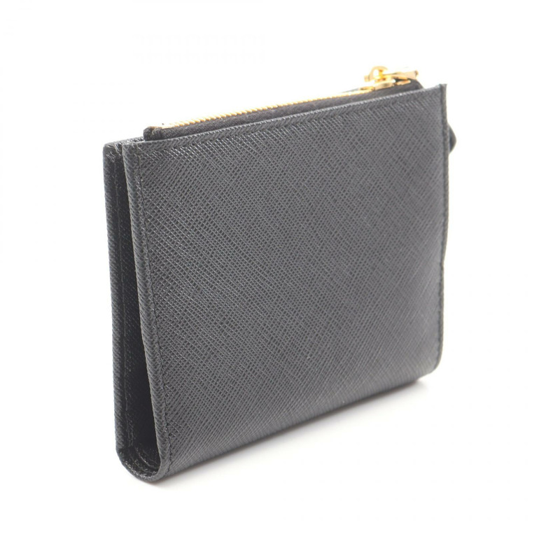 PRADA SAFFIANO TRIANG 雙折皮夾 1ML050QHHF0002 皮革 黑色 全新 女款-1