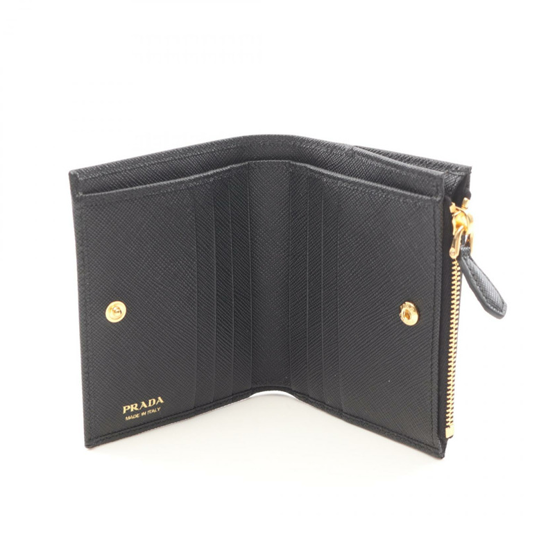 PRADA SAFFIANO TRIANG 雙折皮夾 1ML050QHHF0002 皮革 黑色 全新 女款-2