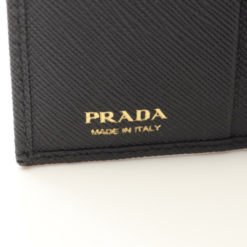 PRADA SAFFIANO TRIANG 雙折皮夾 1ML050QHHF0002 皮革 黑色 全新 女款-4
