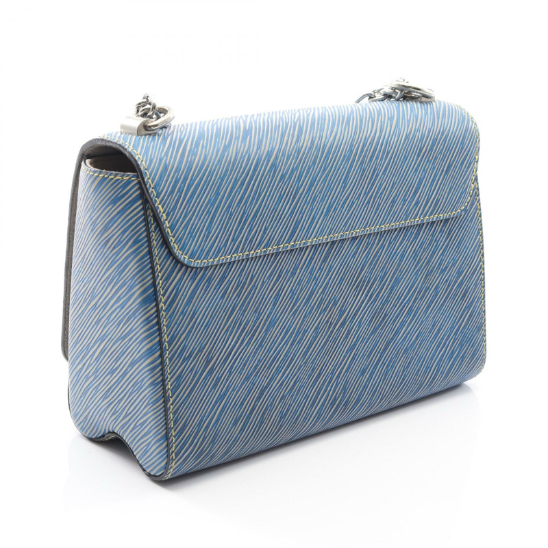 LOUIS VUITTON Twist MM 鏈條單肩包 M54865 Epi 牛仔布皮革 藍色 二手 LV-1