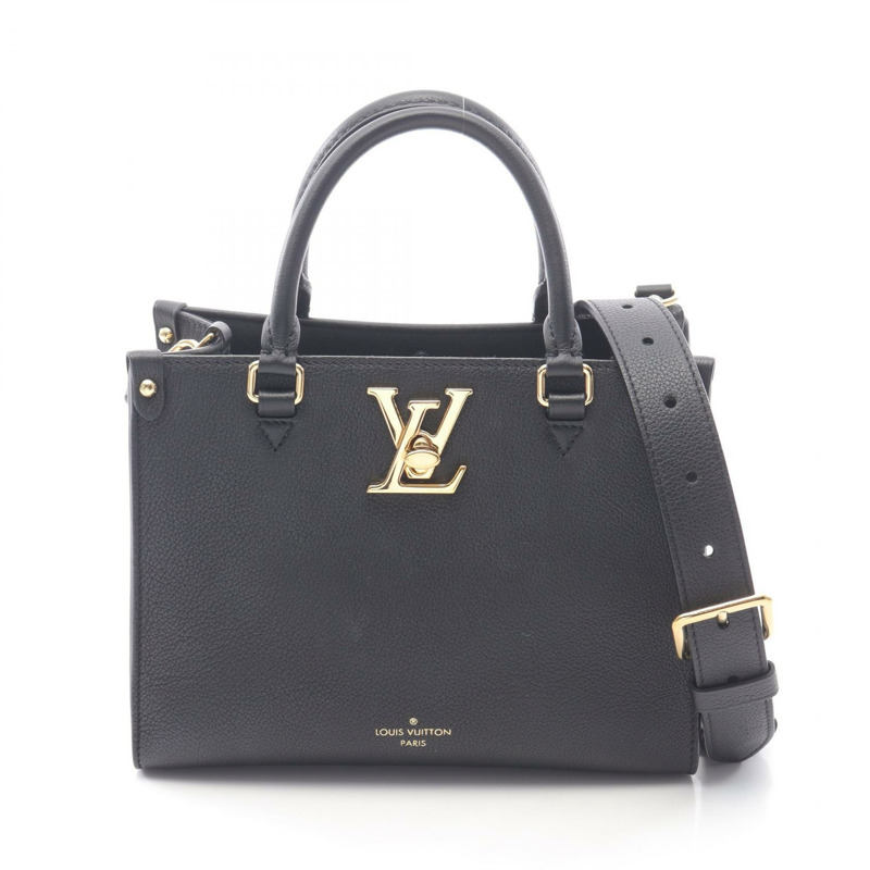LOUIS VUITTON lock & go 單肩包 M22311 小牛皮 黑色 二手 女士 LV-0