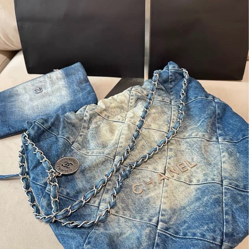 CHANEL 香奈兒牛仔22bag 23P晶片漸變牛仔小號 35*37*7 高級 萬年時尚百搭單品-2