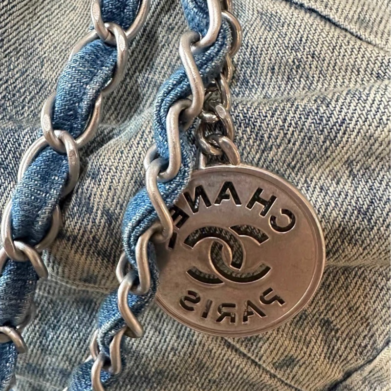 CHANEL 香奈兒牛仔22bag 23P晶片漸變牛仔小號 35*37*7 高級 萬年時尚百搭單品-4