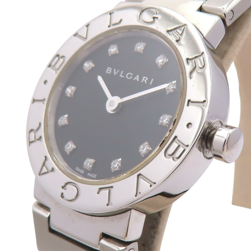 黑色錶盤 12PD鑽石 不鏽鋼 BVLGARI BVLGARI 腕錶【BVLGARI 寶格麗】 BB23SS-2