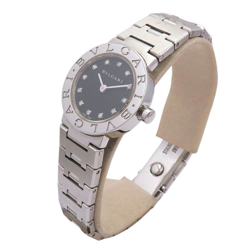 黑色錶盤 12PD鑽石 不鏽鋼 BVLGARI BVLGARI 腕錶【BVLGARI 寶格麗】 BB23SS-3