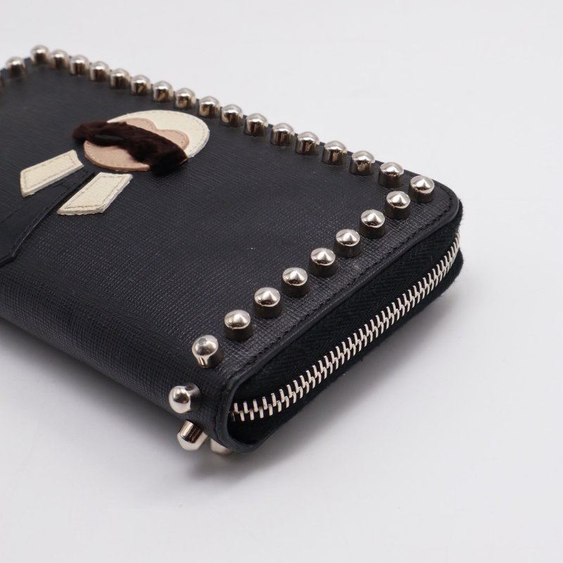 FENDI 老佛爺鉚釘拉鍊長夾-3