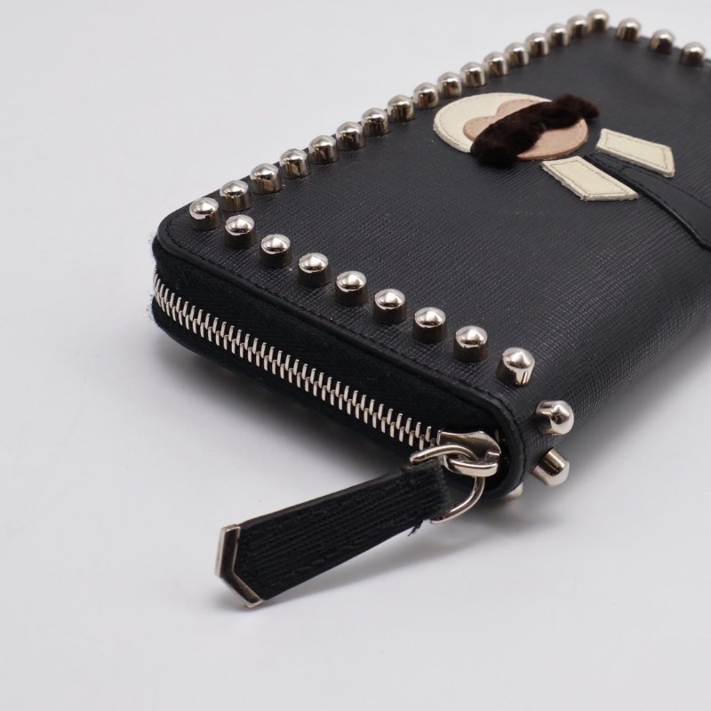 FENDI 老佛爺鉚釘拉鍊長夾-4