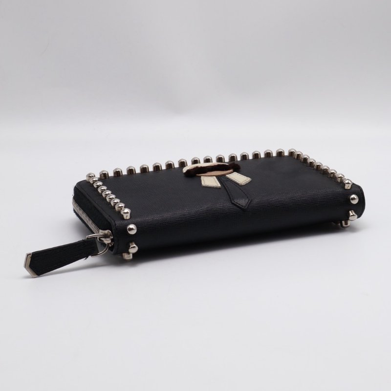 FENDI 老佛爺鉚釘拉鍊長夾-5
