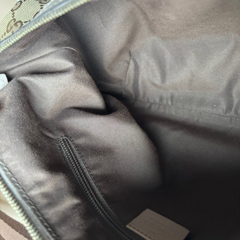 ::GUCCI:: 181092 米色烏木色GG帆布薰衣草紫色織帶半月包 斜背包-25