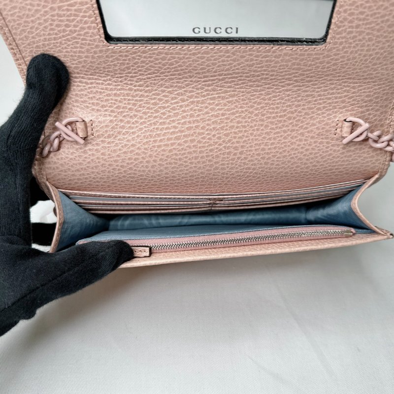 GUCCI Marmont woc粉色鏈包-7
