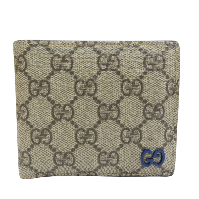 藍色 牛皮 烏木色 GG Supreme帆布 Interior 短夾【GUCCI 古馳】 768244-0