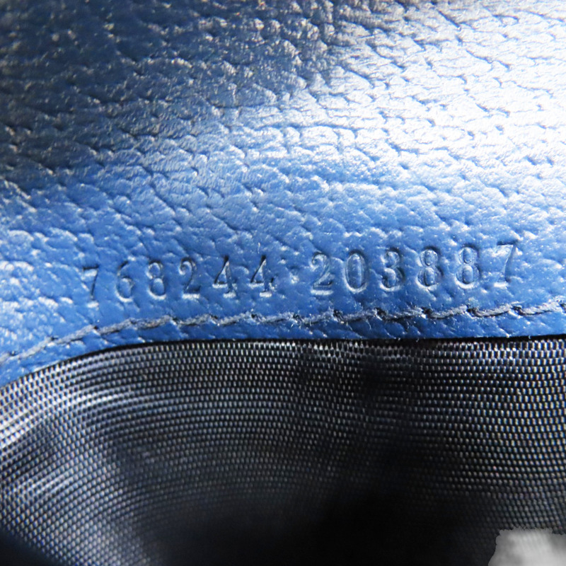 藍色 牛皮 烏木色 GG Supreme帆布 Interior 短夾【GUCCI 古馳】 768244-9