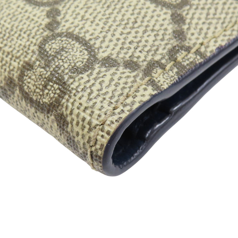 藍色 牛皮 烏木色 GG Supreme帆布 Interior 短夾【GUCCI 古馳】 768244-10
