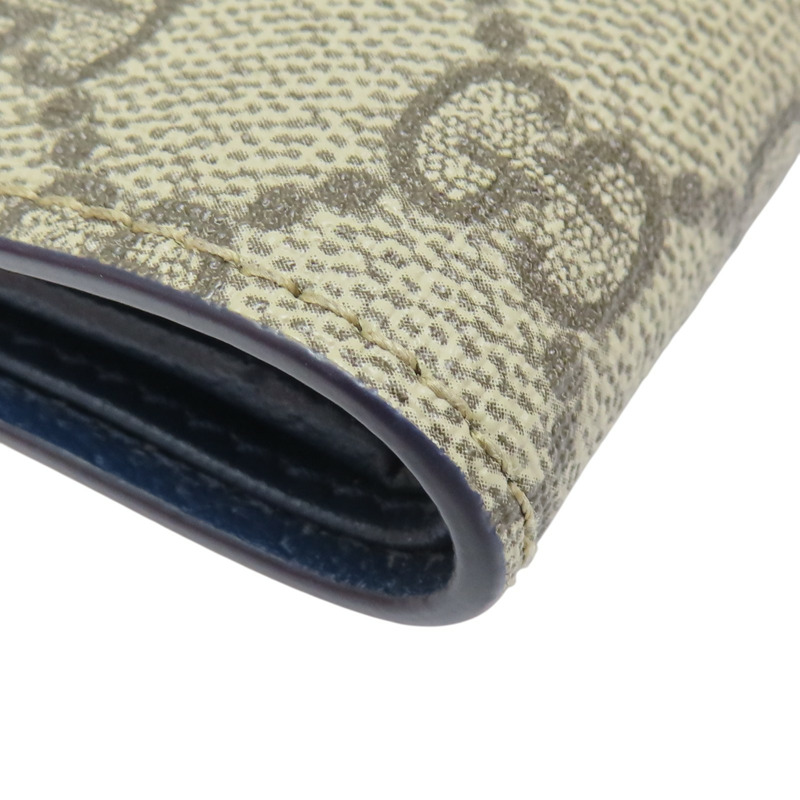 藍色 牛皮 烏木色 GG Supreme帆布 Interior 短夾【GUCCI 古馳】 768244-13