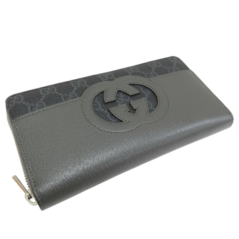 灰色 GG Supreme 緹花帆布 牛皮 拉鍊長夾【GUCCI 古馳】 701423-2