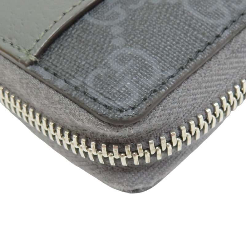 灰色 GG Supreme 緹花帆布 牛皮 拉鍊長夾【GUCCI 古馳】 701423-10