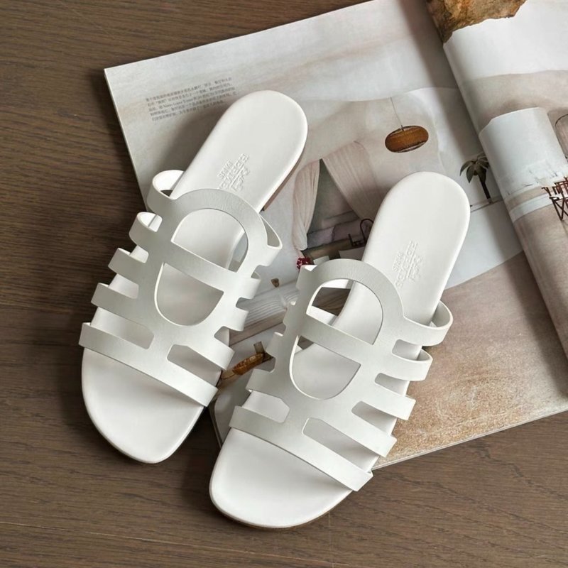 hermes camelia豬鼻子白色涼鞋37號全新閒置配件塵袋盒子-4