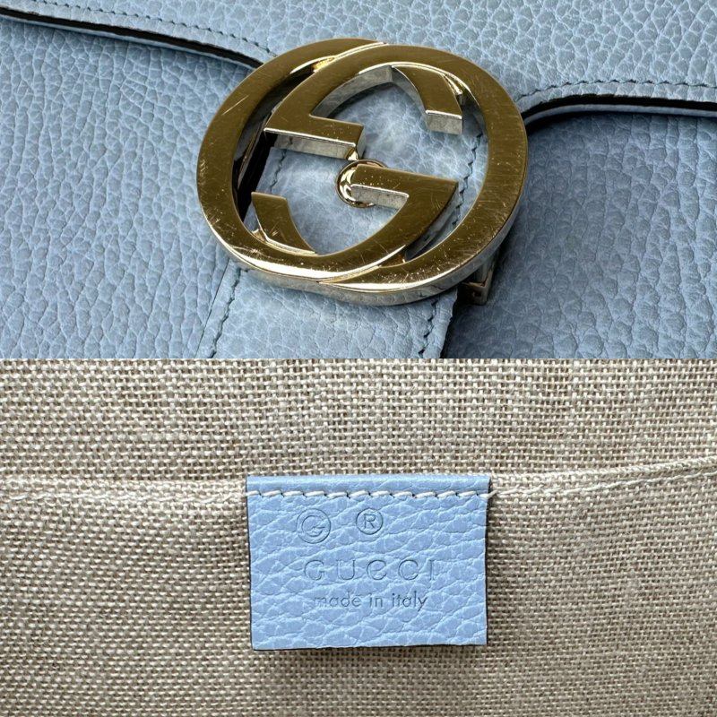 GUCCI 雙G金屬扣牛皮風琴包-9