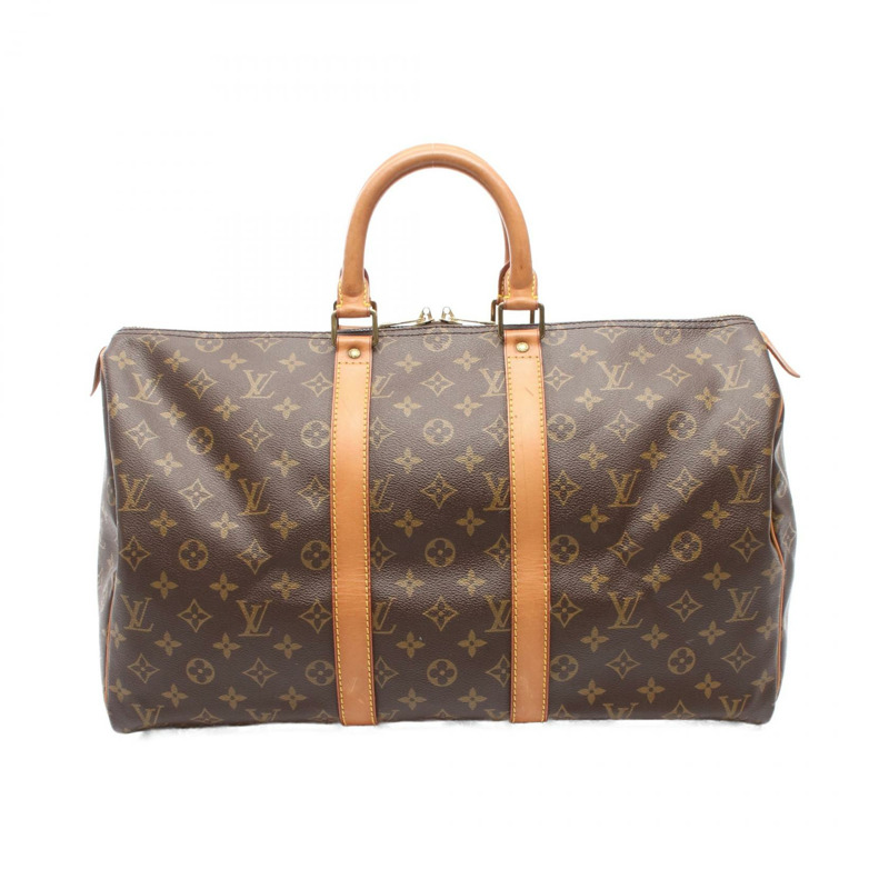 LOUIS VUITTON Keepall 45 手提包 M41428 Monogram 帆布皮革男女通用二手 LV-0