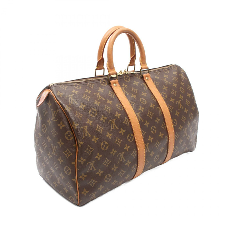 LOUIS VUITTON Keepall 45 手提包 M41428 Monogram 帆布皮革男女通用二手 LV-1