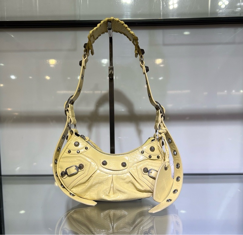 促銷品 Balenciaga Le Cagole XS 單肩包 淺黃色-0