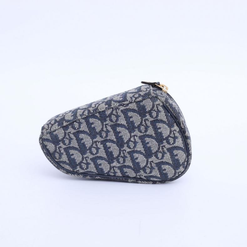 中古 蓝金mini马鞍零钱包 老花 帆布-1