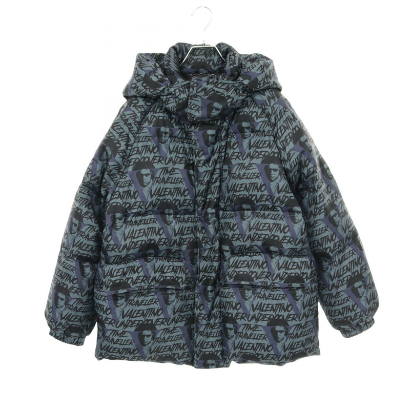 VALENTINO × UNDERCOVER 羽絨服，絲質布料，藍黑藏青色 #I48，二手男款-0
