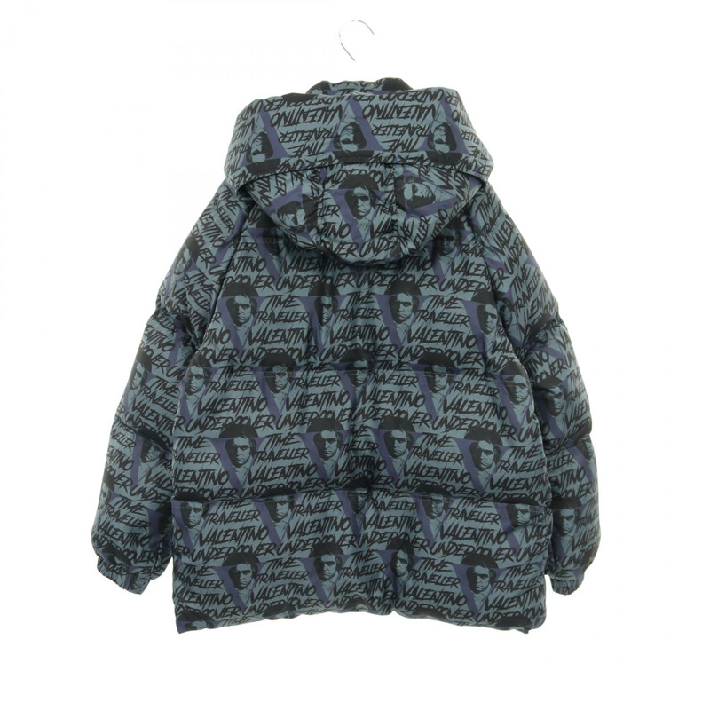 VALENTINO × UNDERCOVER 羽絨服，絲質布料，藍黑藏青色 #I48，二手男款-1