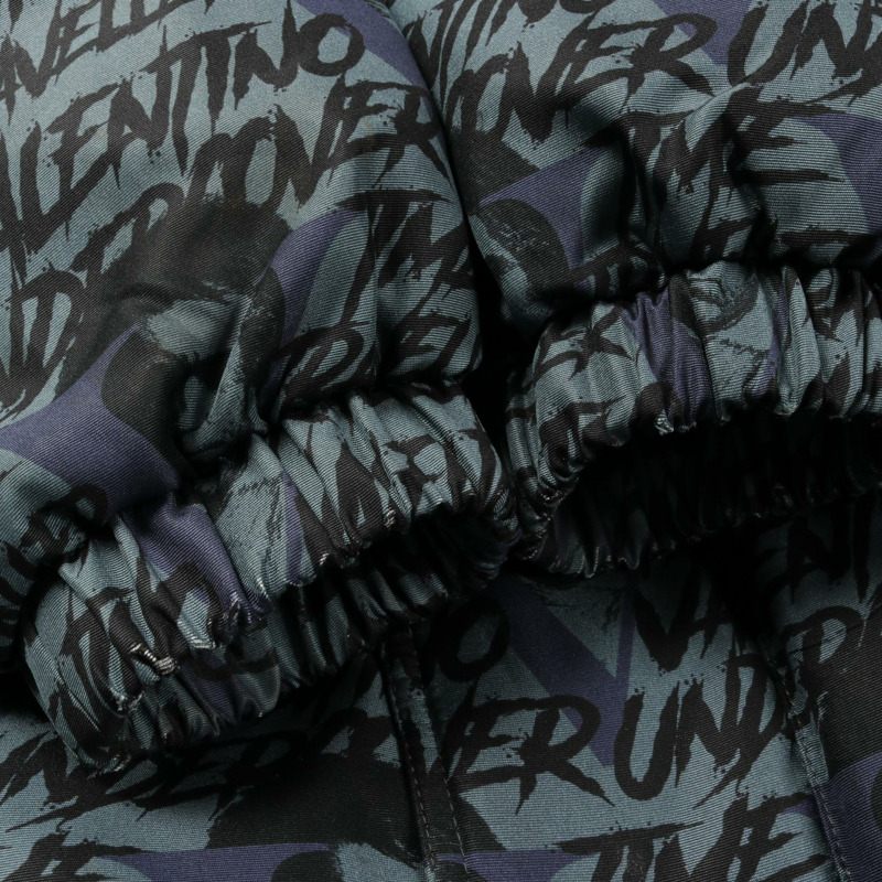 VALENTINO × UNDERCOVER 羽絨服，絲質布料，藍黑藏青色 #I48，二手男款-4