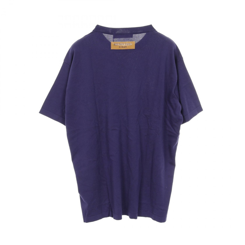 LOUIS VUITTON 圖案標誌針織 T 卹棉質海軍藍白色男款 #XXL-1