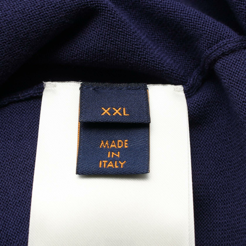 LOUIS VUITTON 圖案標誌針織 T 卹棉質海軍藍白色男款 #XXL-4