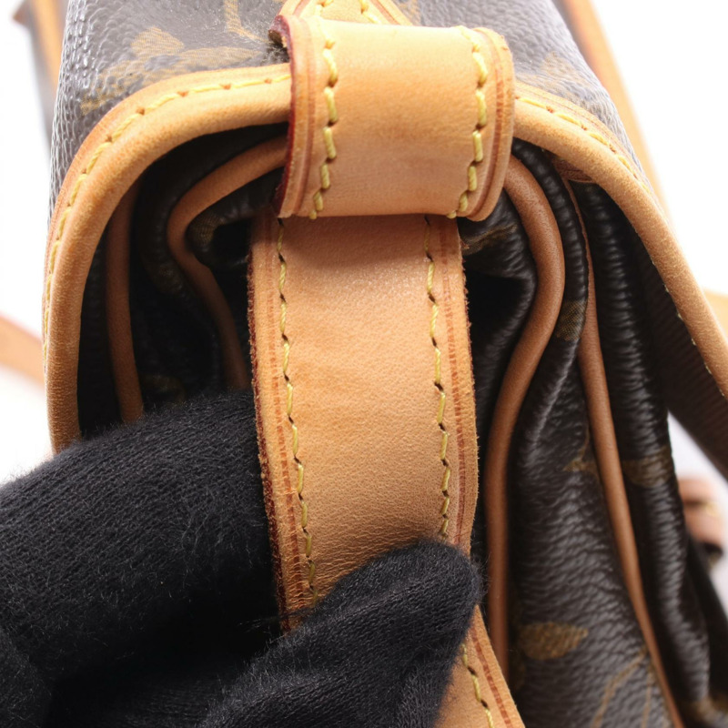 LOUIS VUITTON Saumur 30 肩背包 M42256 Monogram 帆布皮革棕色二手-7