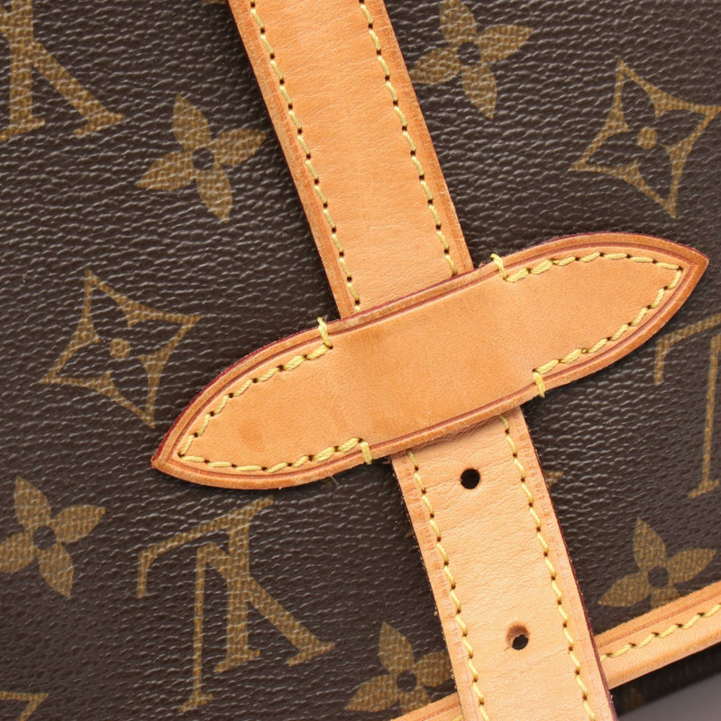 LOUIS VUITTON Saumur 30 肩背包 M42256 Monogram 帆布皮革棕色二手-9