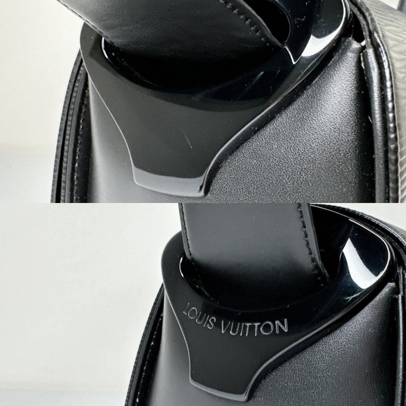LV EPI黑色水波紋圓筒肩背包-10